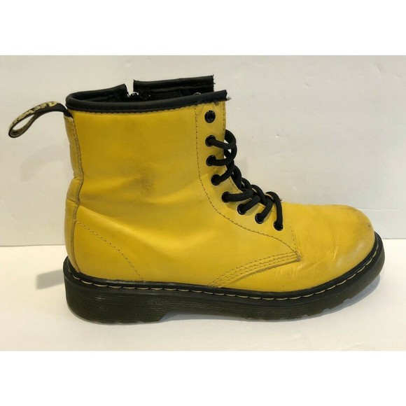 Dr. Martens Other - Dr. Martens Boots Girls Size 5, Boys Size 4 Yellow Zip Up Lace Up 1460 Leather